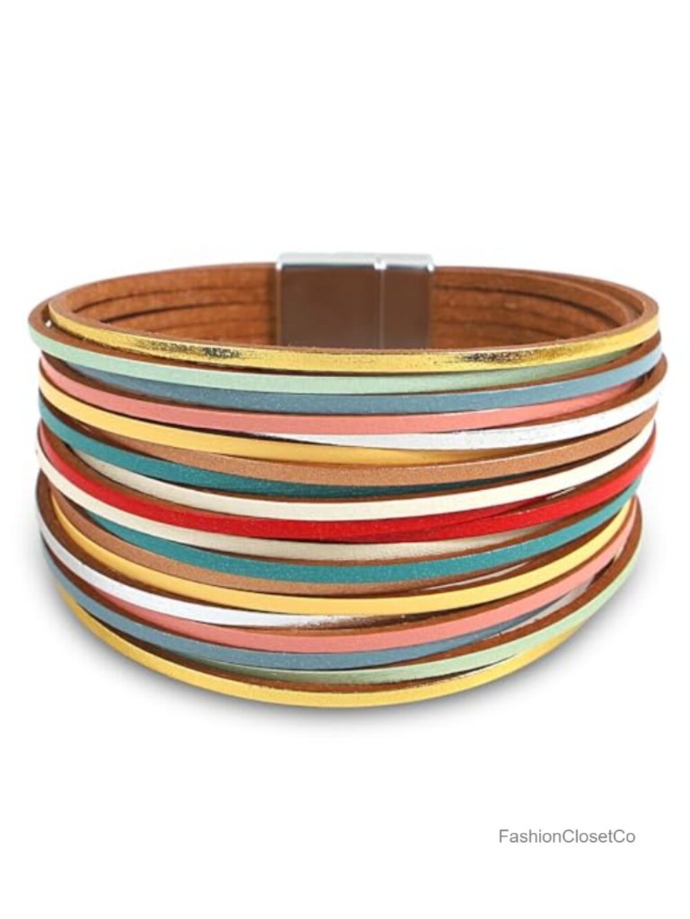 Faux Leather Wrap Bracelet Women Boho Western Cuff Brown